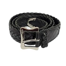 Auth J&MDavidson - Black Silver Leather Hardware Belt