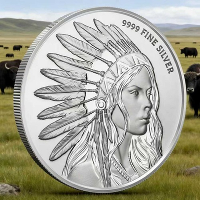 #ad 1 oz Scottsdale Buffalo Girl Silver Round BU $32.43