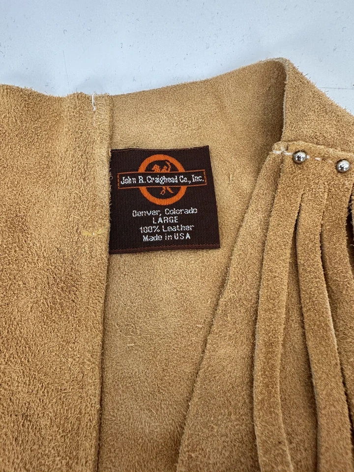 Vtg John R. Craighead Outfit Costume Vest Skirt Fringe Youth LARGE Brown - Image 2 of 4