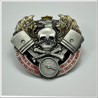 Rockabilly Skull Hot Rod Biker Adler Pistons Belt Buckle GüRtelschnalle *573