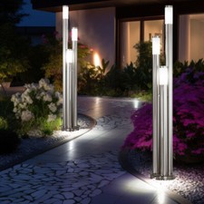 Außenstehlampe Gartenleuchte Wegelampe Edelstahl Terrassenlampe H 170cm 2er Set