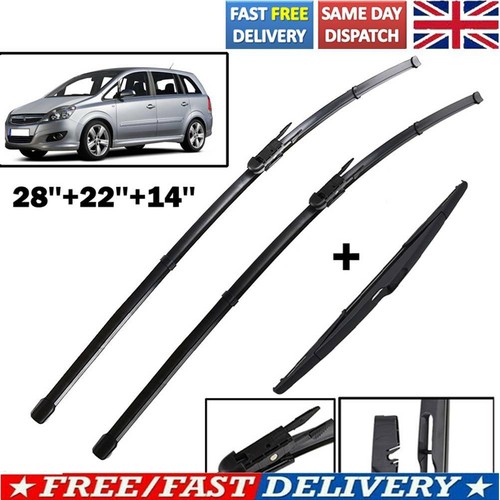 For Vauxhall Zafira MK2 200514 Front Rear Windscreen Wiper Blades Set