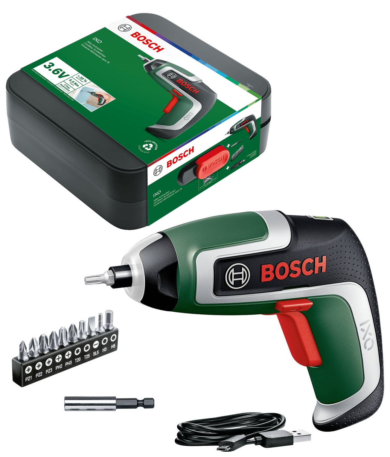 Bosch Home & Garden Grün Akku-Schrauber "Ixo 7" Mit 10 Standard-Schrauberbits Bit-Halter Und Aufbewahrungsbox von Baur - Image 2