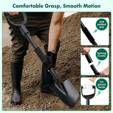 Garden Shovel Big Grip 31" Handle Metal Strong Shovel Spade for Dig trim Black