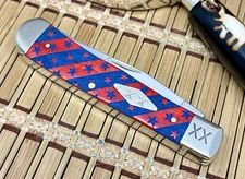Case XX USA Red Bone Blue Edition Stars & Stripes 1/500 Diamond XX Trapper Knife