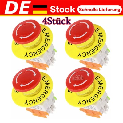 4st. Red Mushroom Cap 1NO 1NC DPST AC 660V 10A Emergency Stop Push Button Switch