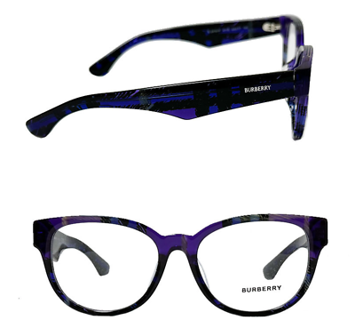 New BURBERRY Eyeglasses B 2410 4113 53-17 140 Violet Purple Check