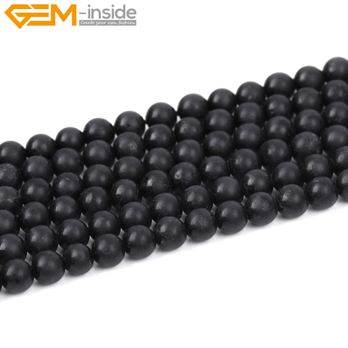 Natural Gemstone Frost Matte Black Tourmaline Loose Beads For Jewelry Making 15" - Picture 5 of 43