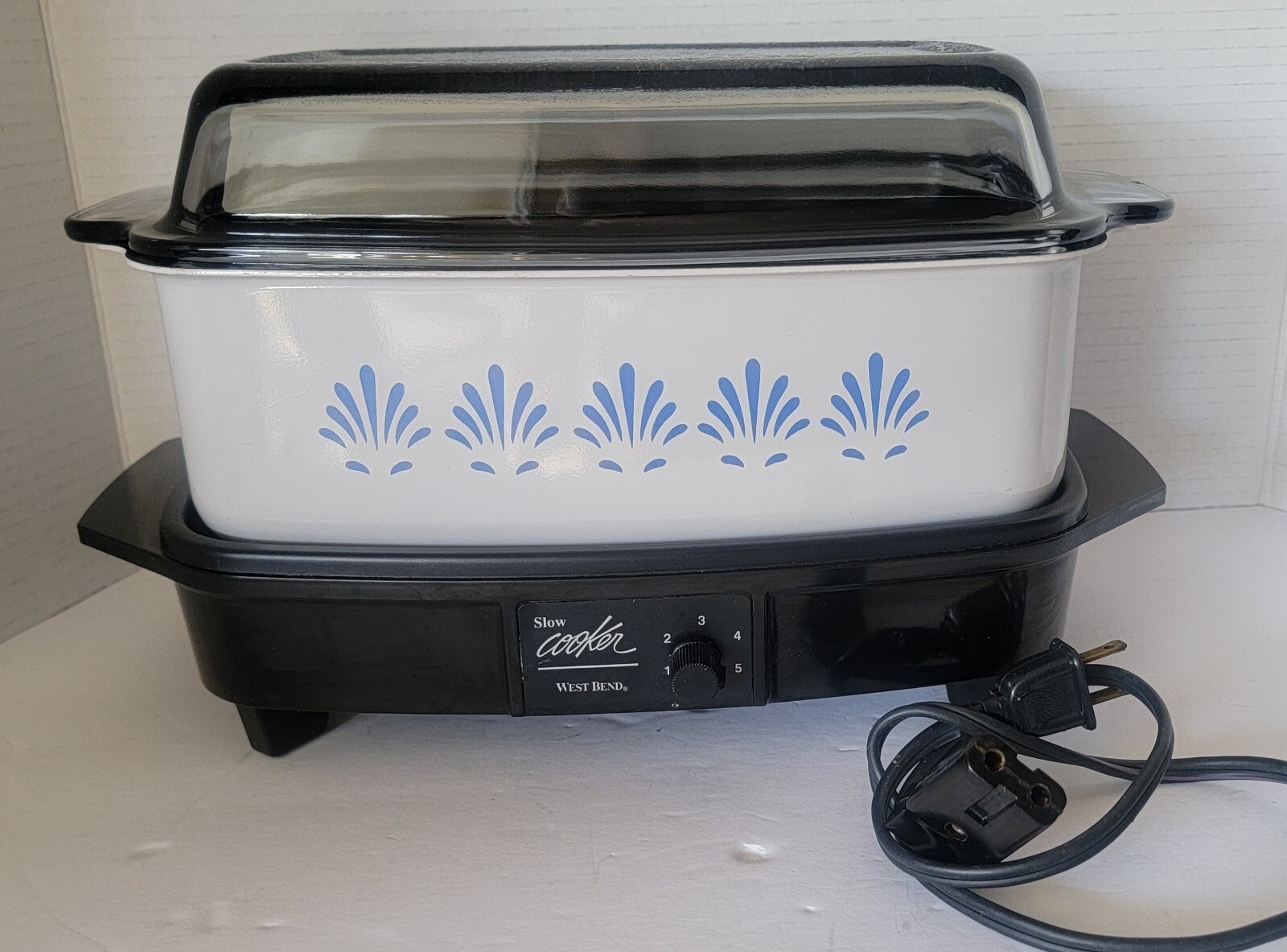 Vintage West Bend Slow Cooker 4 Qt 5 Settings Smoke Glass Lid Works