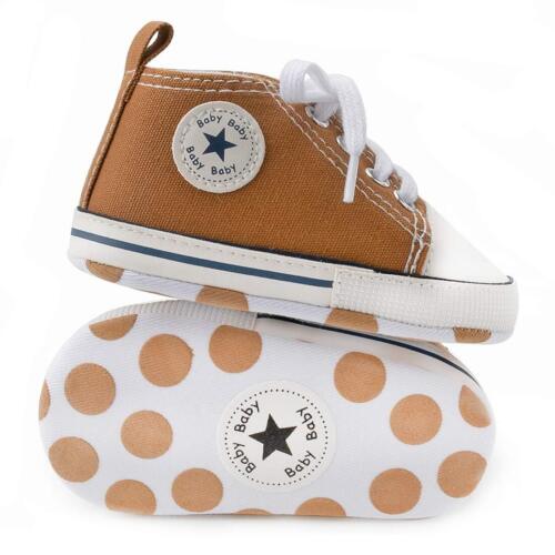 Baby Boys Star Sneaker Soft Anti-Slip Sole First Walkers 3-6 Months (khaki)