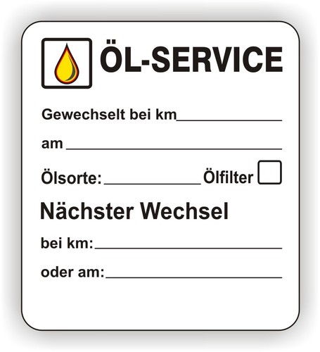 Produktbild von 50 Blatt öLwechselzettel,öLzettel,öLwechsel Aufkleber