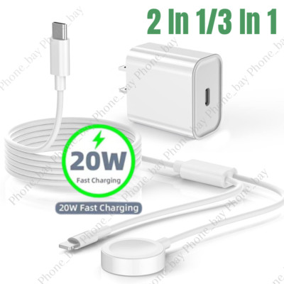 Magnetic Fast Charger Cable USB C Block For Apple Watch 7/6/5/4/3/2/1/SE iPhone