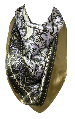 1 Pezzo Foulard Quadrato In Seta Con Stampa Paisley, Accessorio Di Moda - Foto 3