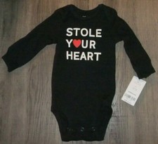 NWT Carter's Infant Boys 3M Valentine  s Day Bodysuit STOLE YOUR HEART Black L/S