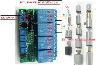 Telecomando Wireless Multifunzione 12V 4 Canali Con Relè Timer E Ritardo, Interruttore RF, Nuovo