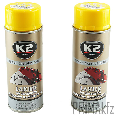 2x ORIGINAL K2 Bremssattellack Spray Brake Caliper Paint Gelb 400ml