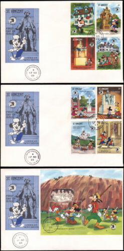 St. Vincent #1256-1265 Used Disney, FDC, 1989