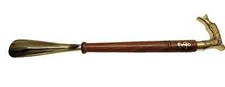 Shoe Horn Handmade Wooden Vintage With  Solid Brass Fish Designer Handle Style