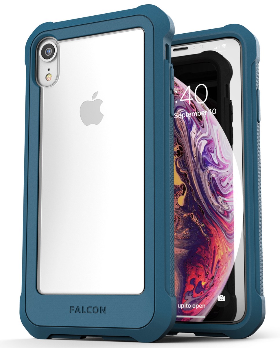 iPhone XR Clear Protective Case, Full Body Transparent Cover (Falcon) Teal