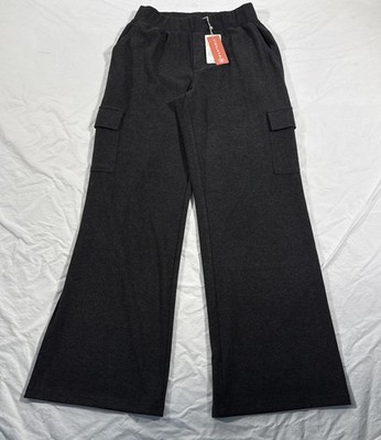 Thread & Supply Faye Brushed Knit Cargo Pants Black Heather Small NWT $72