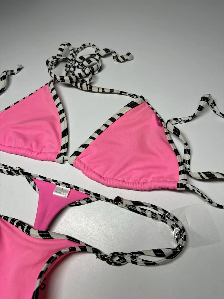 Bikini micro natación Chynna Dolls 2 piezas parte superior talla M tanga inferior talla S rosa Foto 3 de 4
