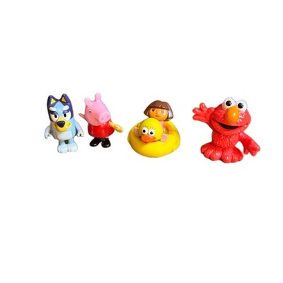 Mixed Kids Character Toy Lot Bluey Peppa Pig Elmo Dora the Explorer Figures 4pc