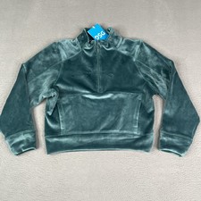 DSG Velour 1/2 Zip Pullover Girls XS Dark Green Soft Fleece Sweater New