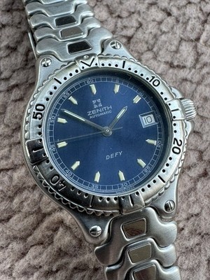 Zenith Defy Herrenuhr Zifferblatt blau Sonnenschliff Automatic Edelstahlarmband