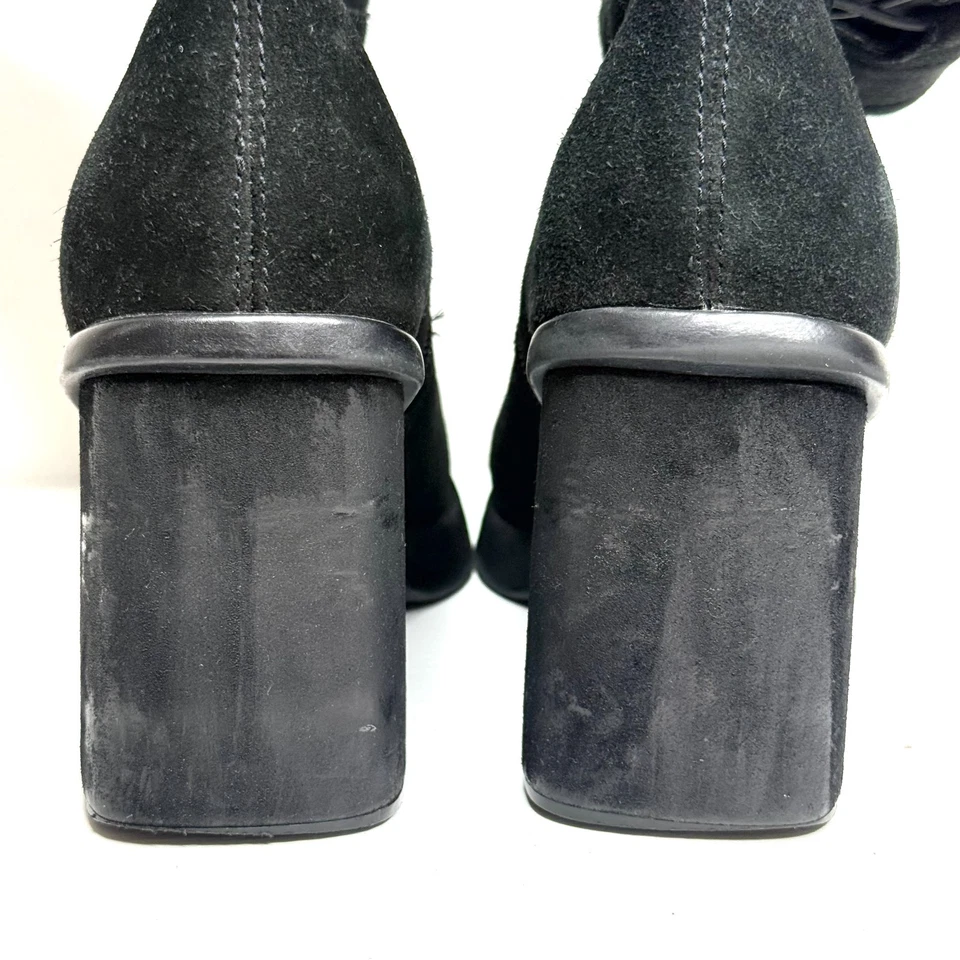 SBICCA Ambrosia Suede Square Toe Side Lace Up Knee High Boots Womens 8 Black - Image 3 of 4