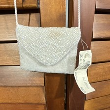Women's Ivory Andre Cellini Beaded Shoulder Bag with Magnetic Snap Closure
