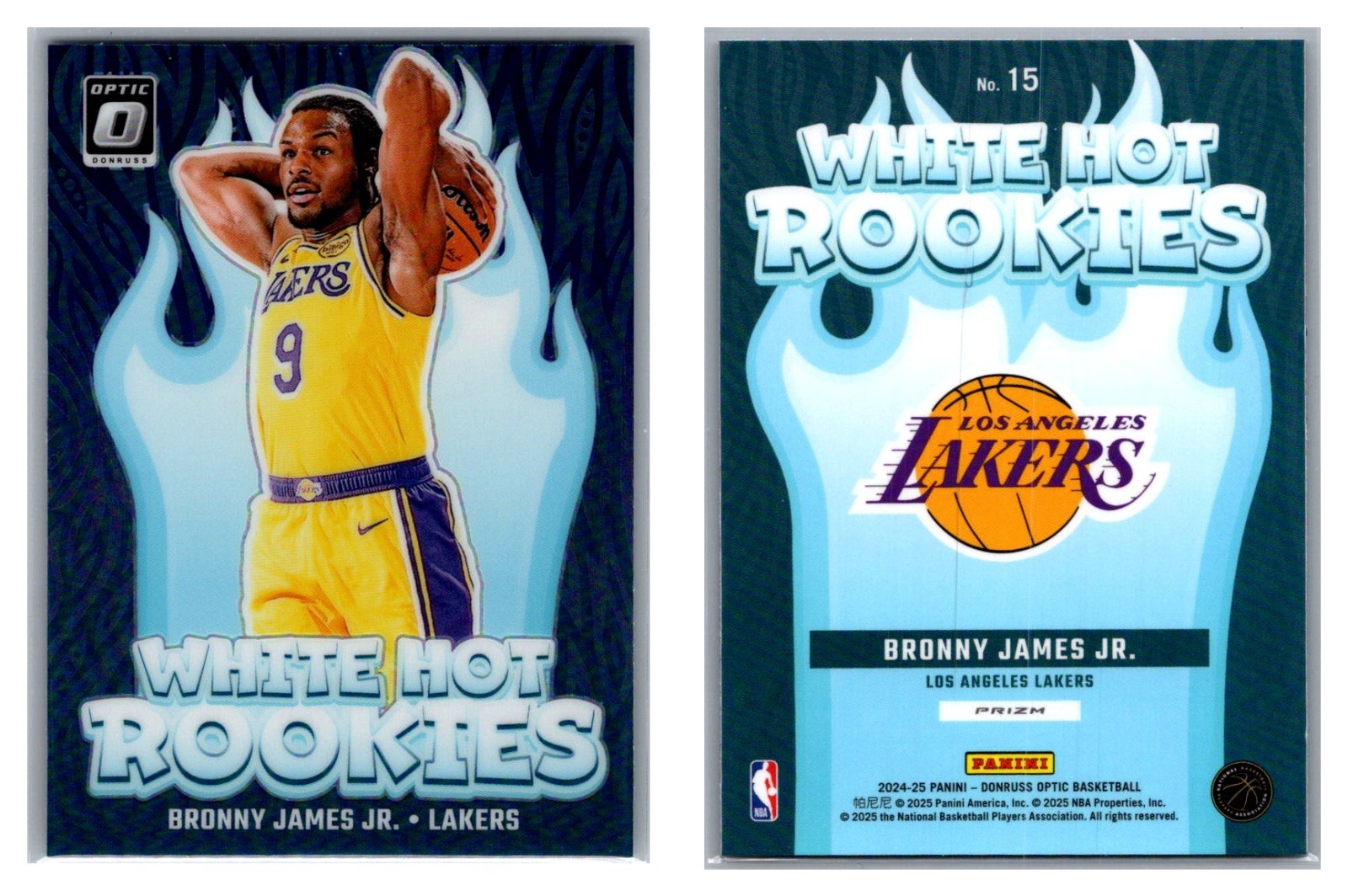 Bronny James Jr RC 2024-25 Donruss Optic White Hot Rookies Purple Prizm Lakers