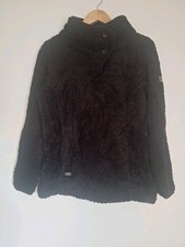 Regatta Fleece Pullover Logo Stand Up Collar Polyester Women's Black Button Up