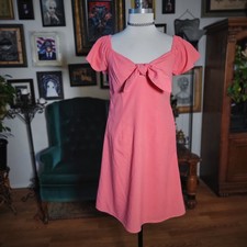 Nine West Coral Pink Bow Front Short Sleeve Fit & Flare Dress