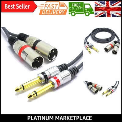 3 m XLR-Stecker auf Dual 6,3 mm TS-Klinke Mono-Audiokabel - Hochwertig, vergoldet...