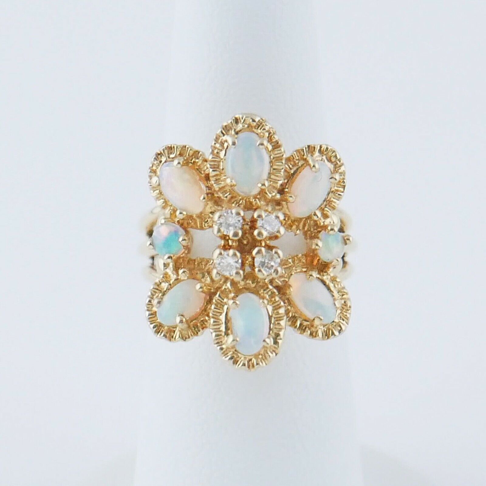 WR22 (A2) 14 Kt yellow Gold  Diamond & opal Ring - image 3
