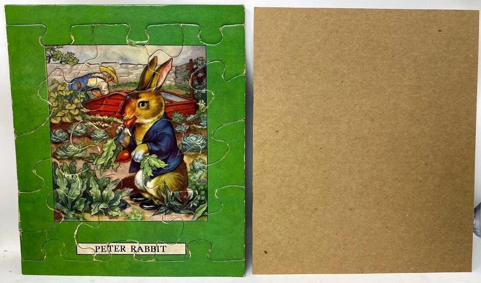 Antique 1900s Peter Rabbit Bunny Hare Anthropomorphic Fairy Tale Jigsaw Puzzle - Image 3 of 4