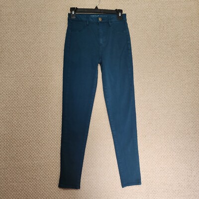 American Eagle AE Jegging Pants Womens Size 2 Sky High Teal Stretch Skinny #399
