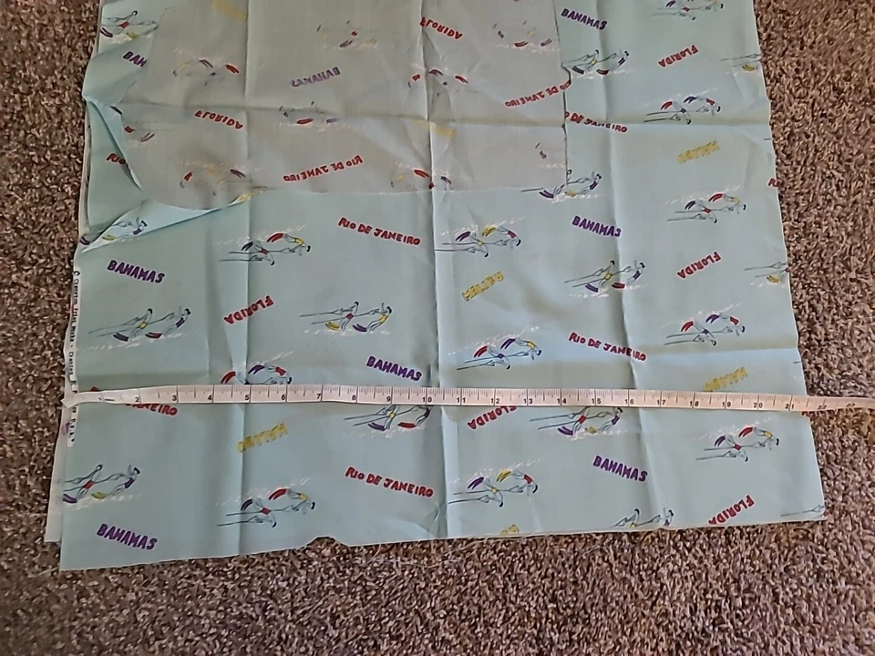 Vintage Cranston Fabric Remnant Waterskiing Florida Malibu Bahamas Rio Water Ski - Image 4 of 4