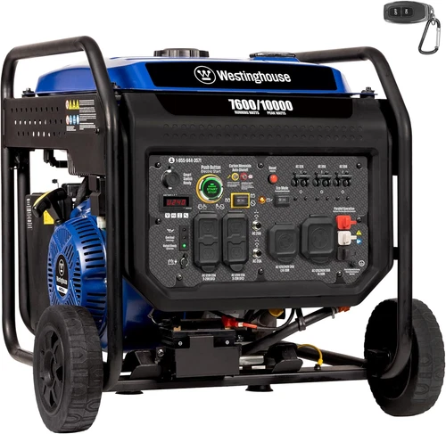10000 Peak Watt Portable Open Frame Inverter Generator, Remote Electric Start wi
