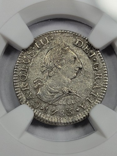 1783 Mexico NGC AU EL CAZADOR SHIPWRECK Silver 1/2 Real High Grade *J423 - Picture 2 of 3