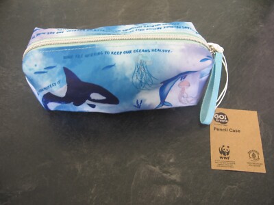 WWF Ocean Pencil Case Blue Zipped UK