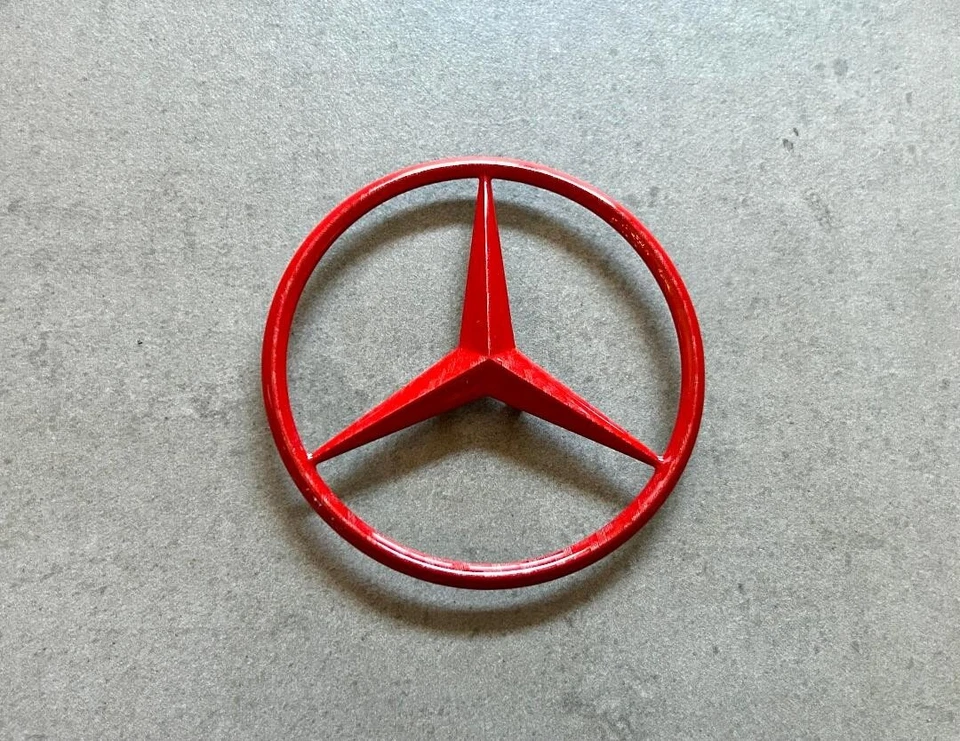 Mercedes-Benz SL-Class R129 efeito fibra de carbono vermelho emblema estrela porta-malas fabricante de equipamento original W163 - Imagem 3 de 4