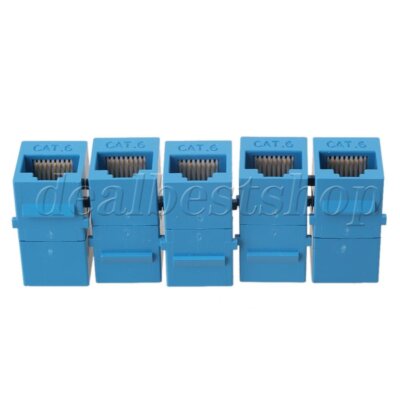 CAT6 RJ45 Gigabit Coupler Female Adapter For Keystone Panel Blue Pack of 5