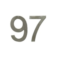 Stick-On House Numbers - No 97 - Stainless Steel - 10cm - Door, Fence, Gate