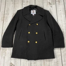 VTG STERLINGWEAR ANCHOR COLLECTION USN USMS BLACK PEACOAT WOOL MENS 42R M161 EUC