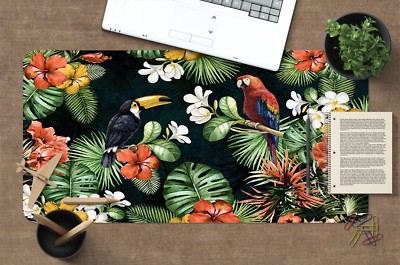 3D Tropical Flower Bird Parrot 7 Non-slip Office Desk Mouse Mat Keyboard Game