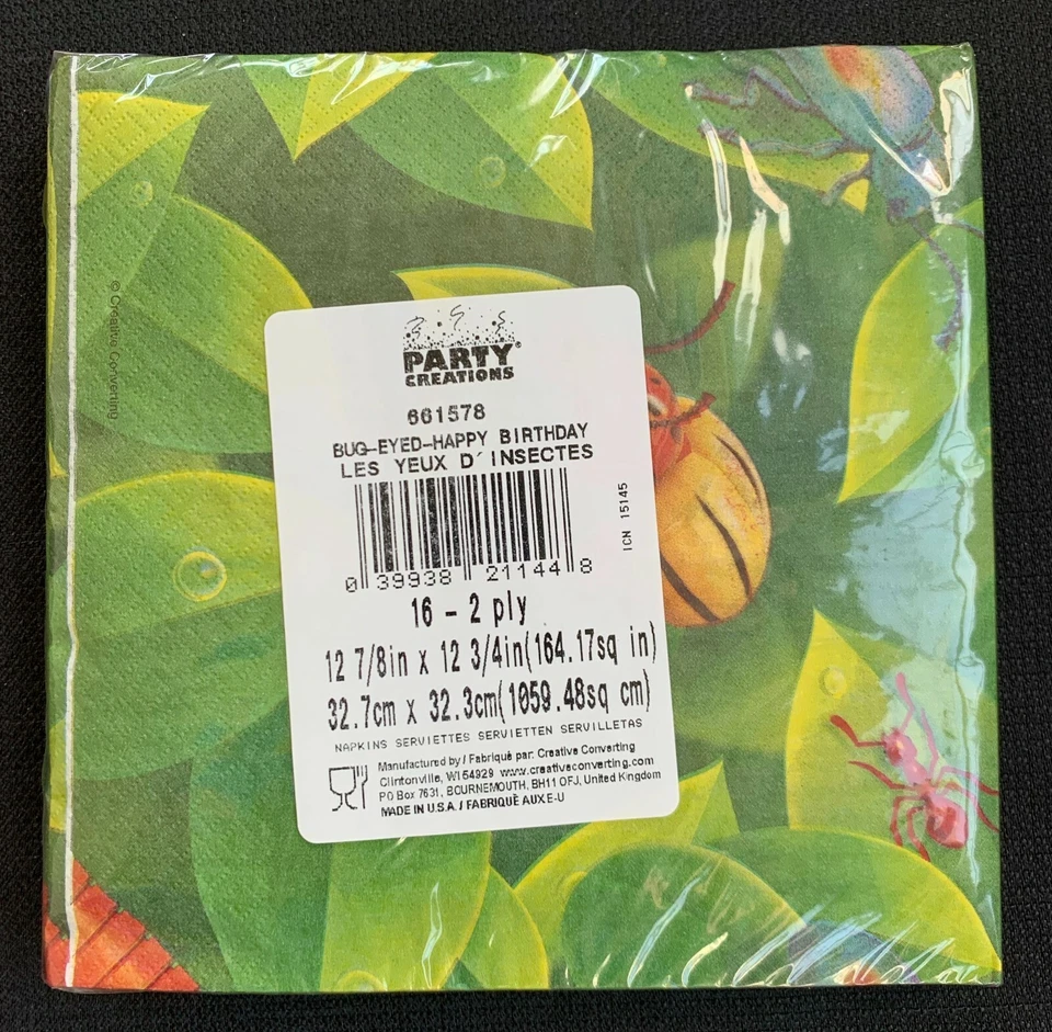 Bug Eyed Insect Happy Birthday Party Paper Napkins 16 count - Image 2 of 3