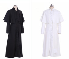 Roman Black Priest Cassock Robe belt Clergyman Vestments Medieval Ritual Robe
