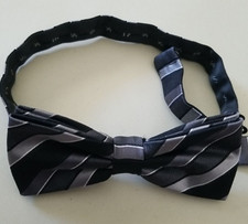 George Men's black gray white Bow Tie stripped adjustable clip easy bowtie