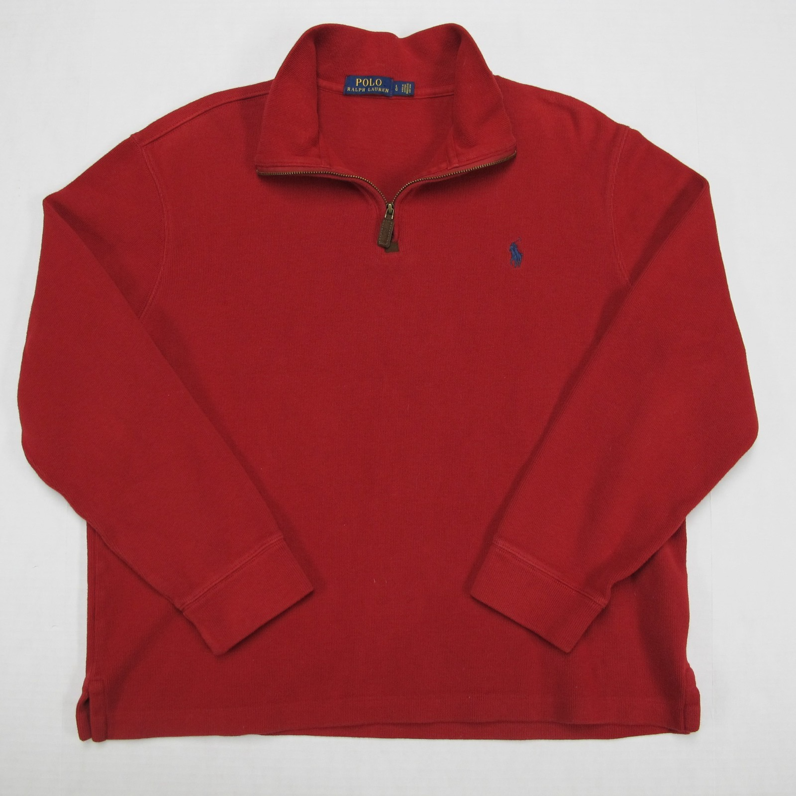 Polo Ralph Lauren maglione uomo grande rosso blu pony maglia quarto zip felpa